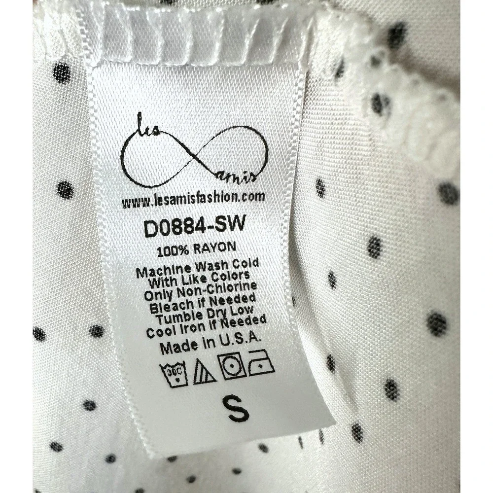 Bella Ella White Black Polka Dot Faux Wrap Dress Rayon S Summer Wedding Guest‎